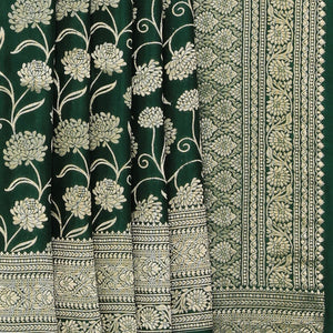 Crepe Silk Bottle Green Saree