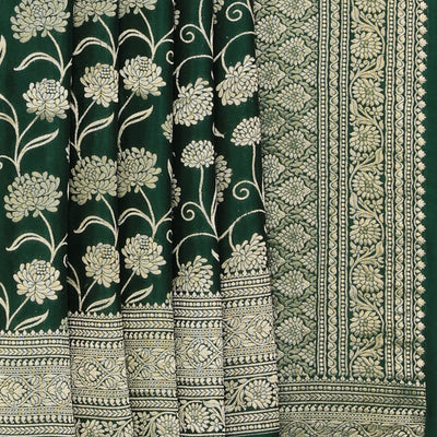 Crepe Silk Bottle Green Saree