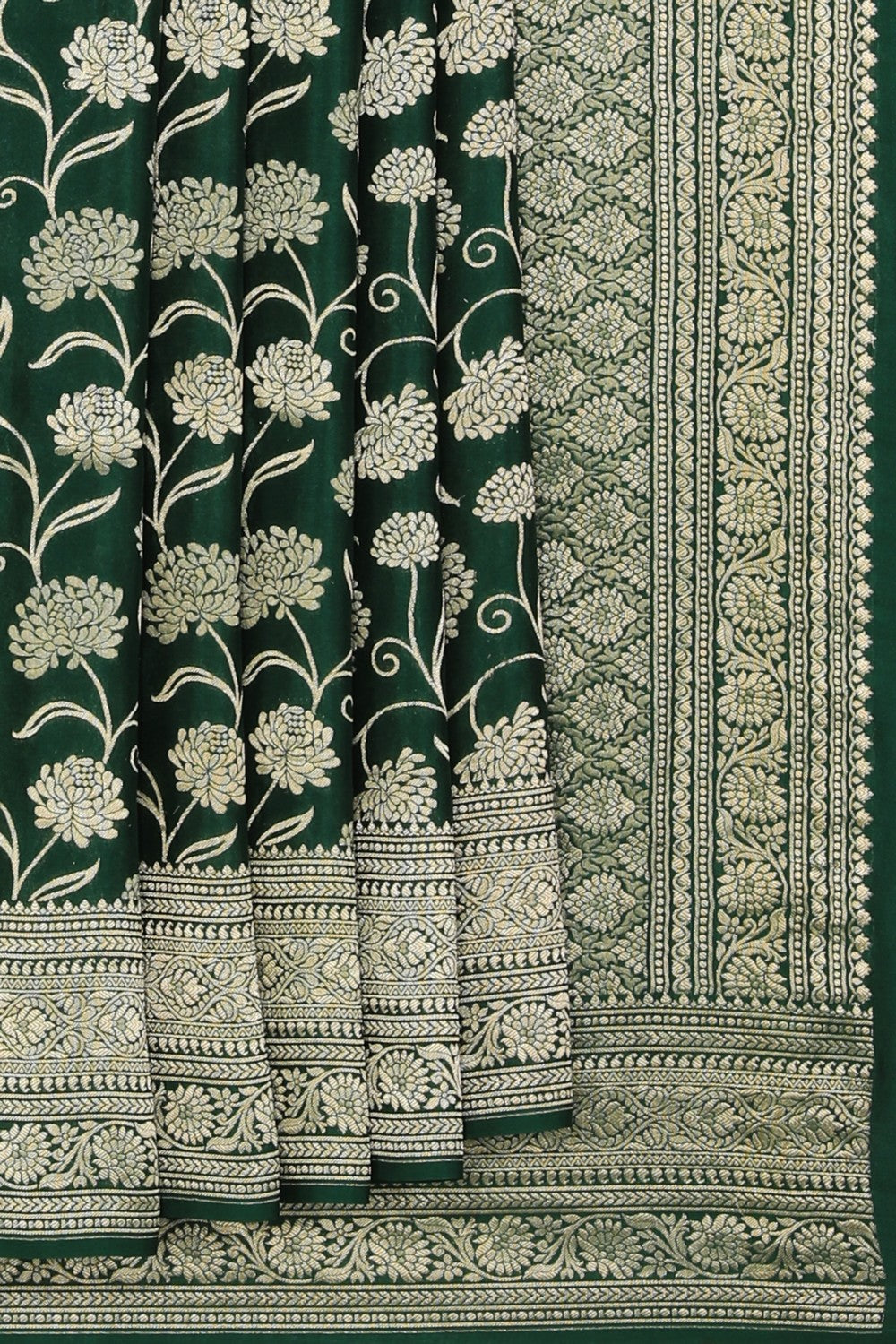 Crepe Silk Bottle Green Saree