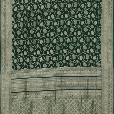 Crepe Silk Bottle Green Saree
