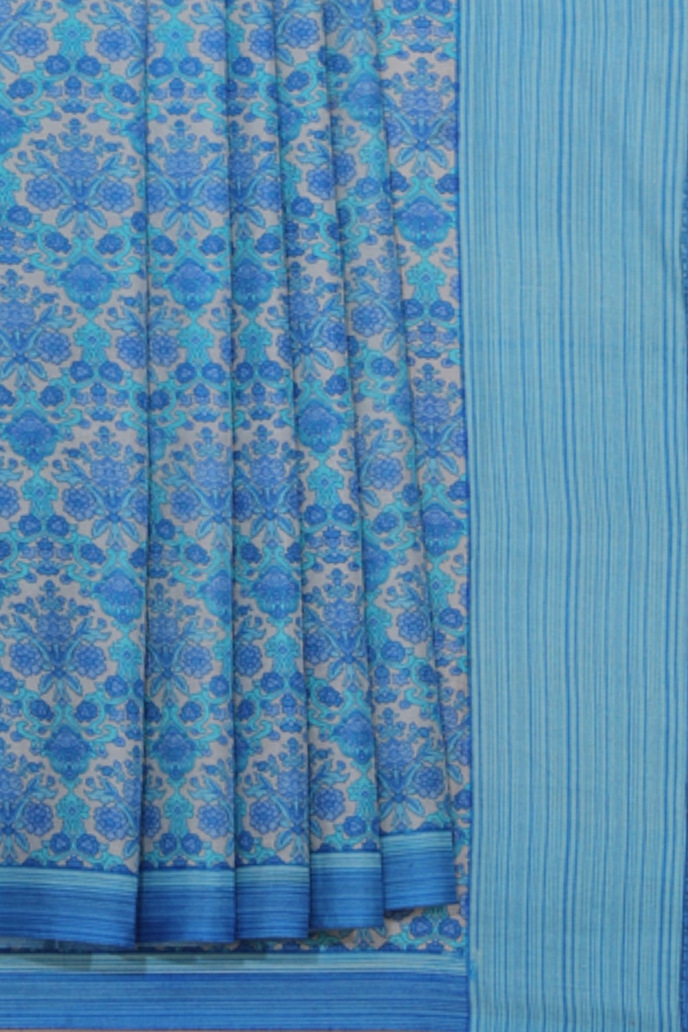 Floral Print Silk Saree