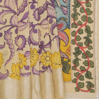 Kalamkari Hand-Painted Mangalgiri Silk Saree