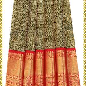 Kanchipattu Bottle Green Pavada Unstitched Set
