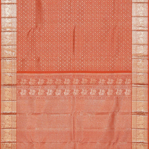Kanchipattu Brocade Coral Orange Saree