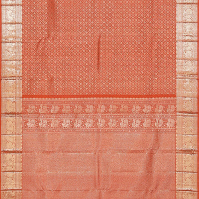 Kanchipattu Brocade Coral Orange Saree