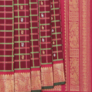 Gadwal Silk Maroon Saree