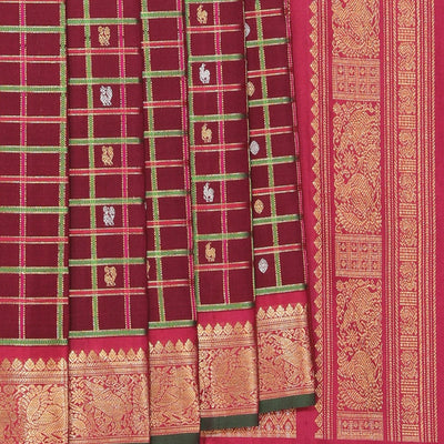 Gadwal Silk Maroon Saree