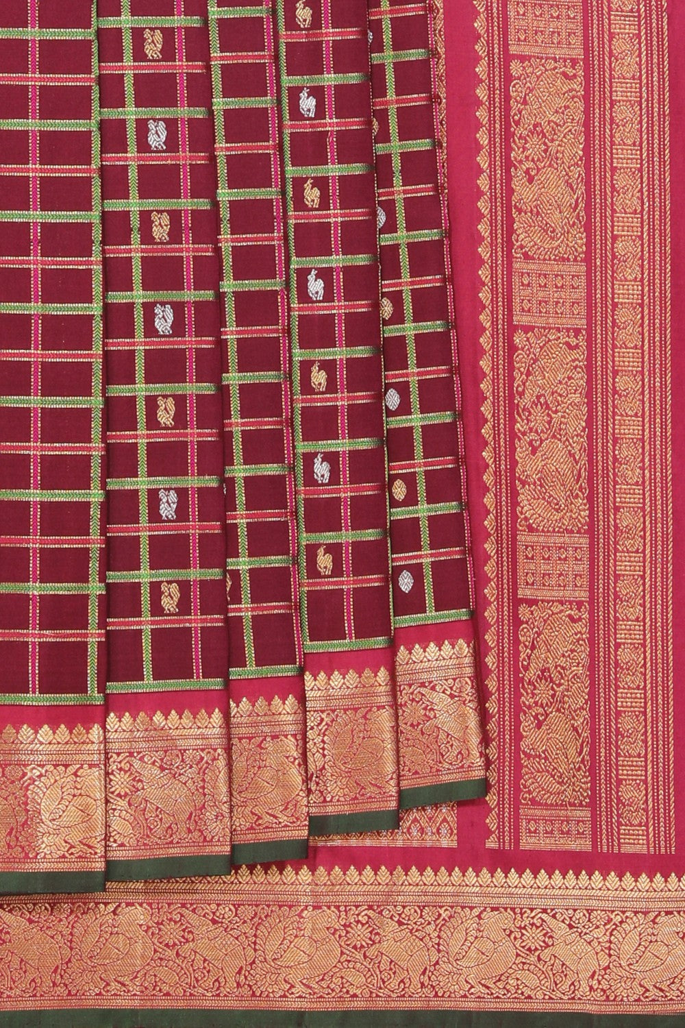 Gadwal Silk Maroon Saree