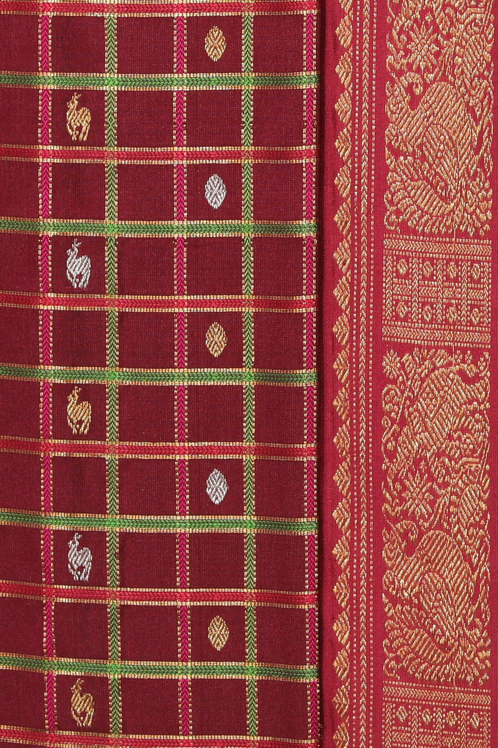 Gadwal Silk Maroon Saree