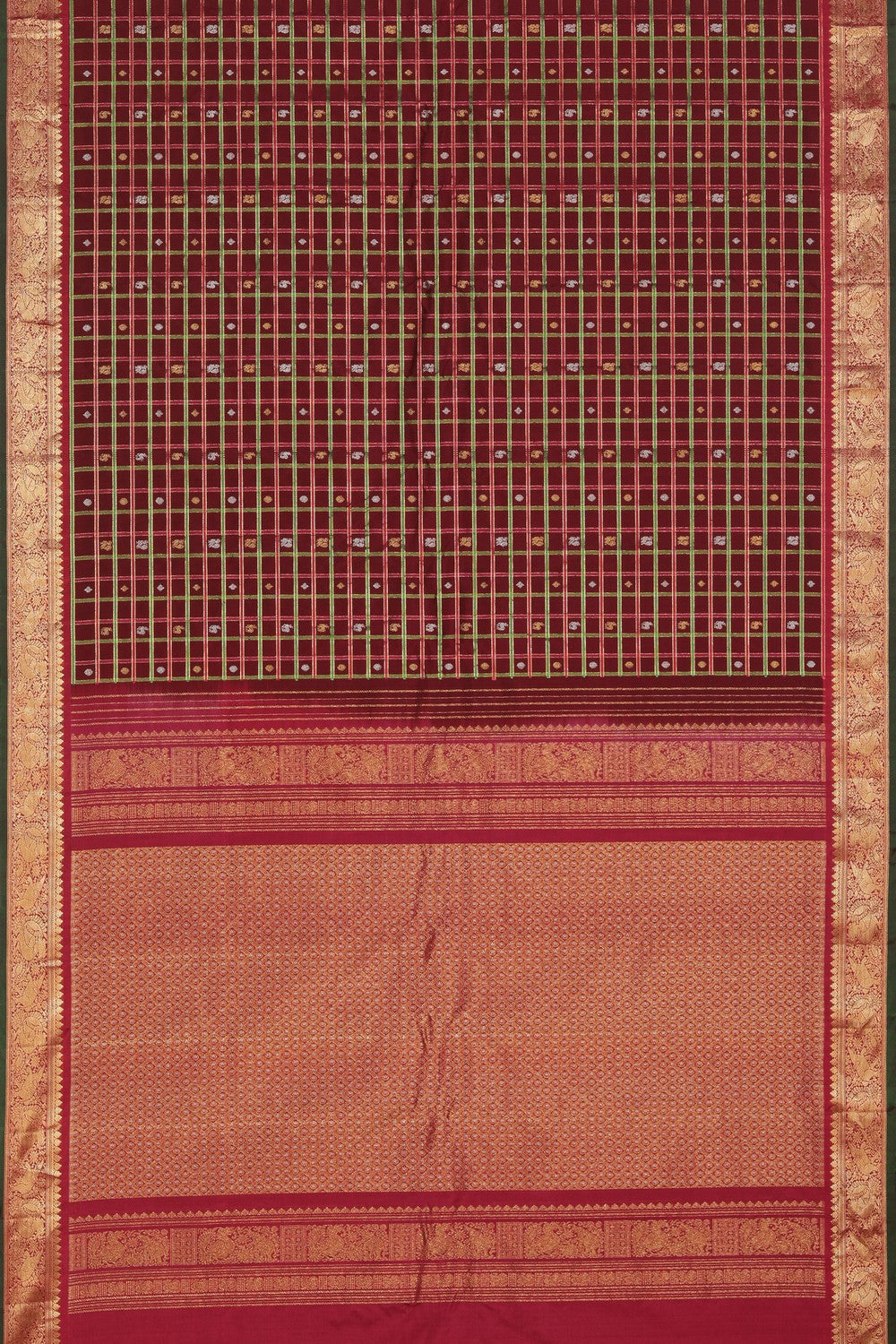 Gadwal Silk Maroon Saree
