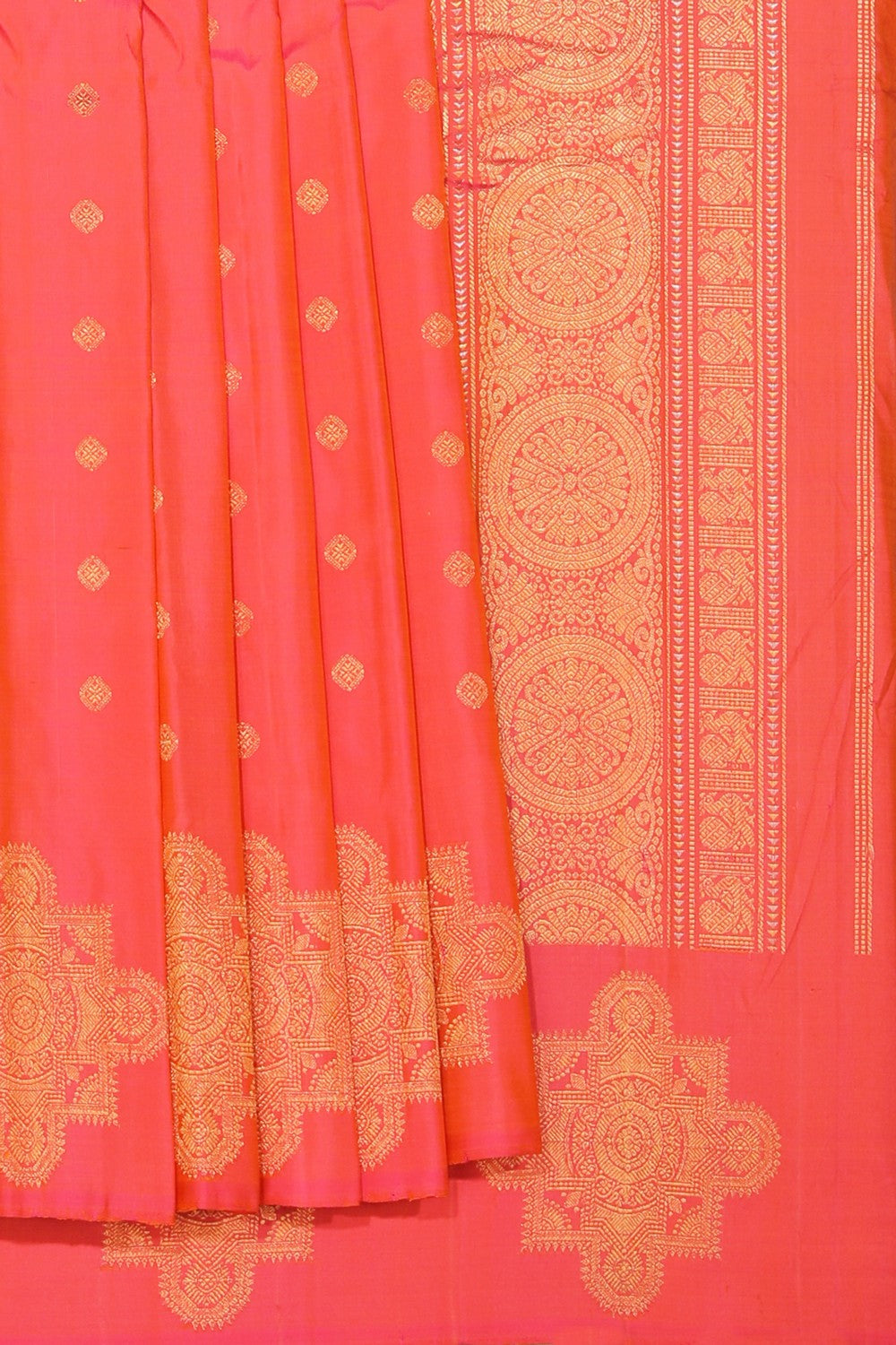 Gadwal Silk Peach Saree