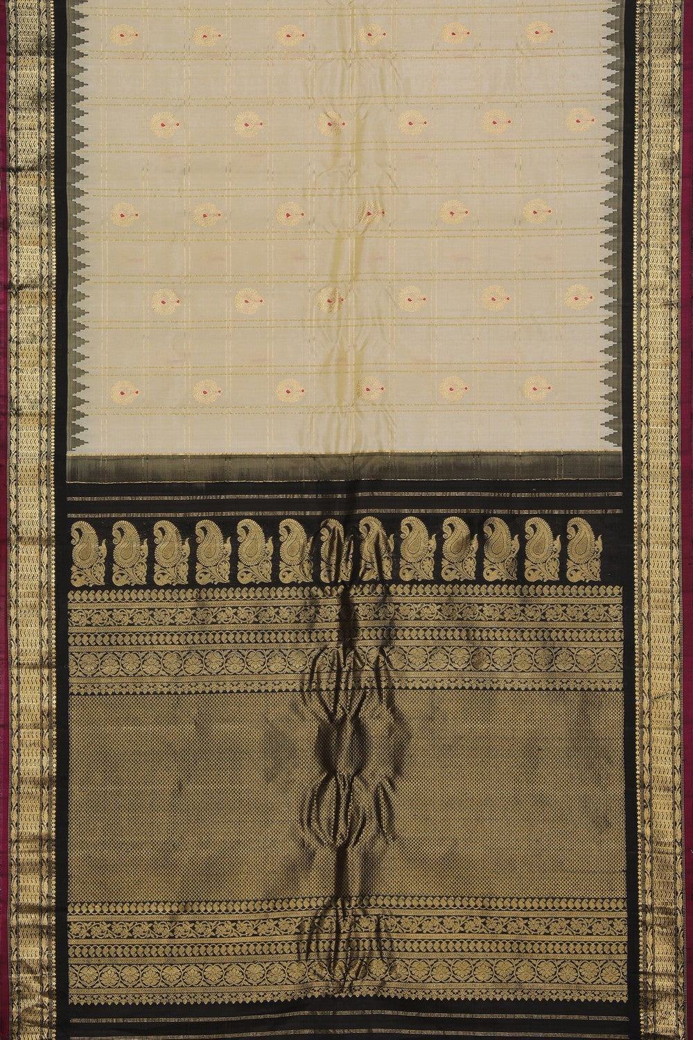 Gadwal Silk Off-White Saree
