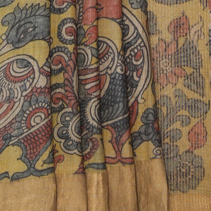 Kalamkari Hand-Painted Tussar Silk Saree