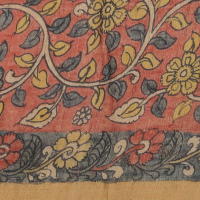 Kalamkari Hand-Painted Tussar Silk Saree