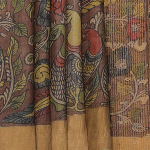 Kalamkari Hand-Painted Tussar Silk Saree