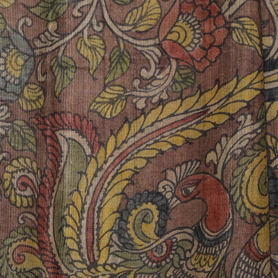 Kalamkari Hand-Painted Tussar Silk Saree