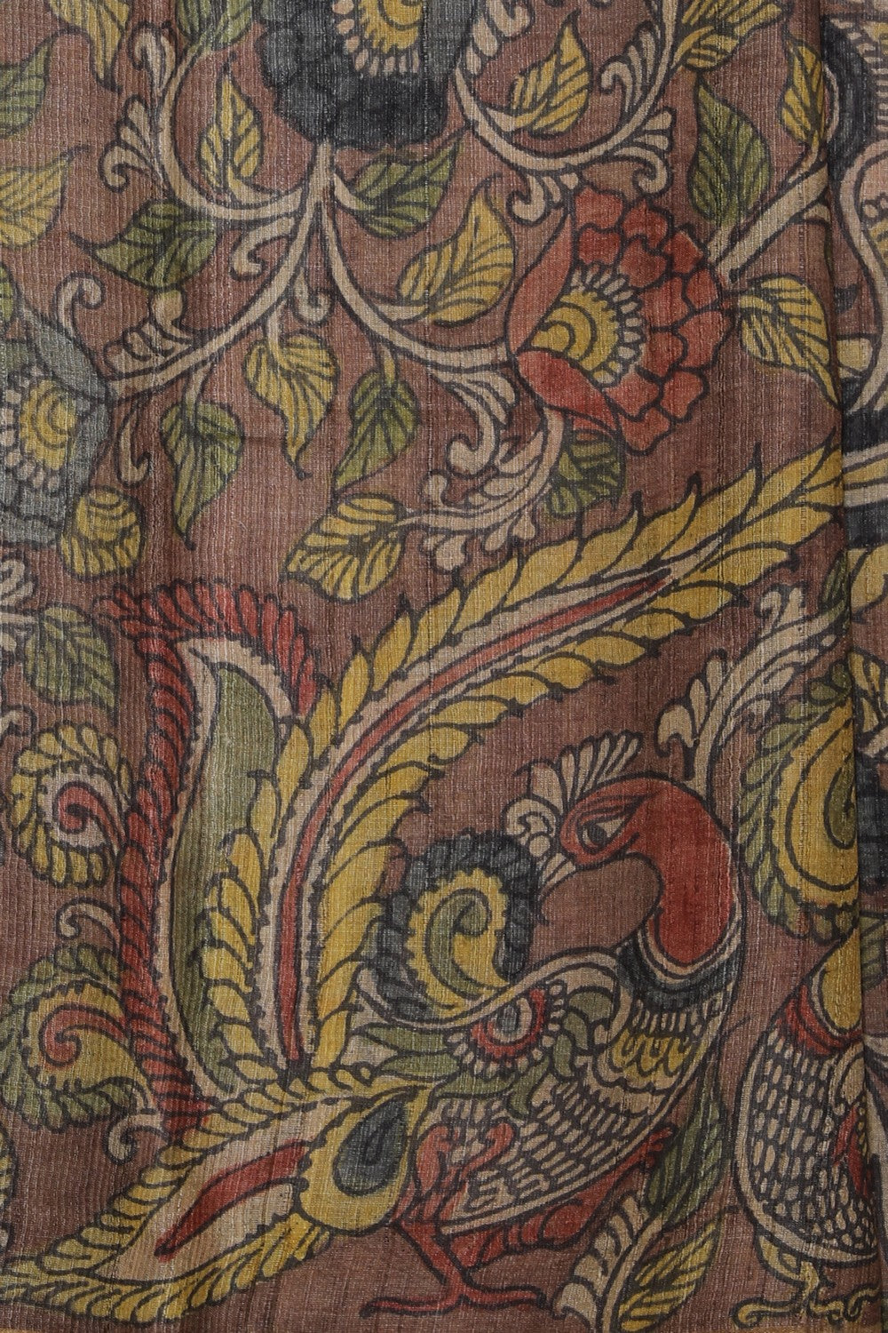 Kalamkari Hand-Painted Tussar Silk Saree
