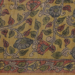 Kalamkari Hand-Painted Tussar Silk Saree