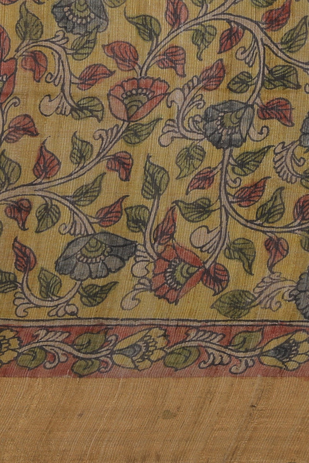 Kalamkari Hand-Painted Tussar Silk Saree