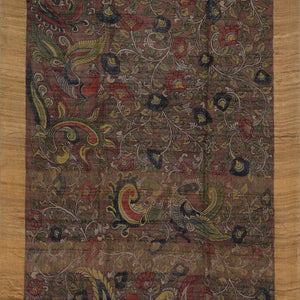 Kalamkari Hand-Painted Tussar Silk Saree