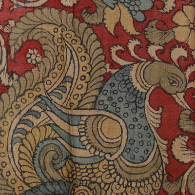 Kalamkari Hand-Painted Tussar Silk Saree