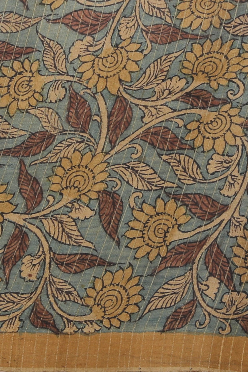Kalamkari Hand-Painted Tussar Silk Saree