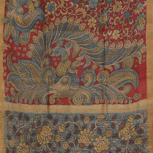 Kalamkari Hand-Painted Tussar Silk Saree