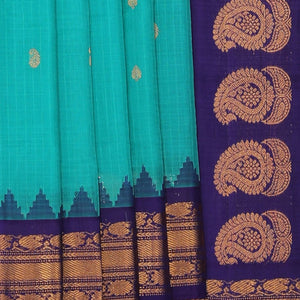 Gadwal Cotton Silk Sea Green Saree