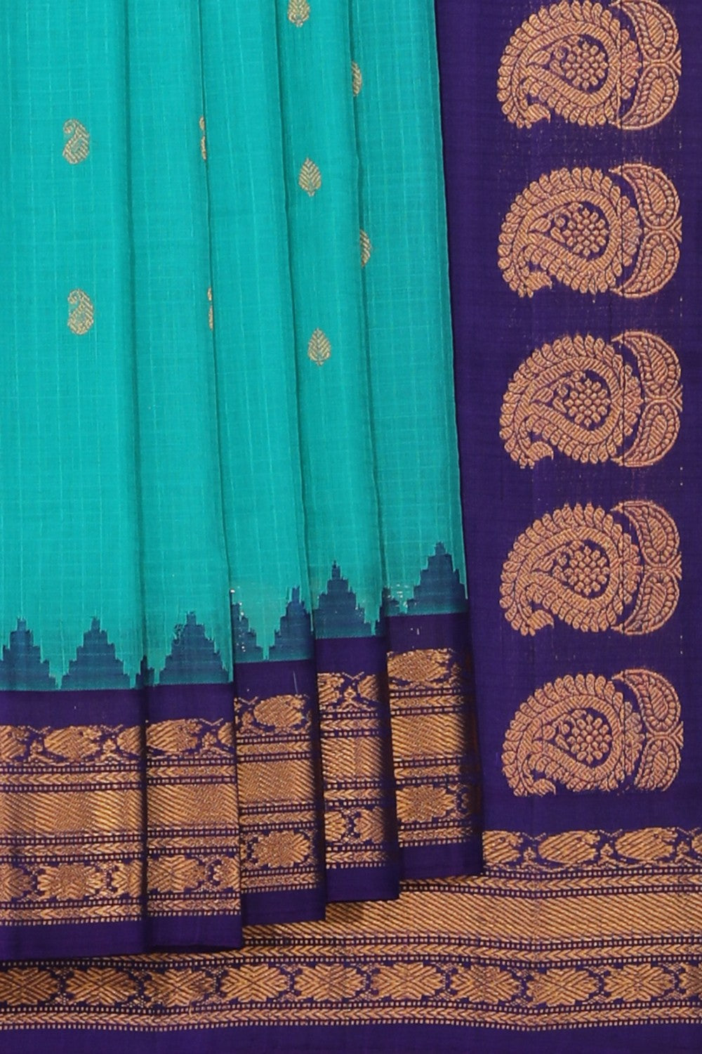 Gadwal Cotton Silk Sea Green Saree
