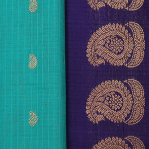 Gadwal Cotton Silk Sea Green Saree