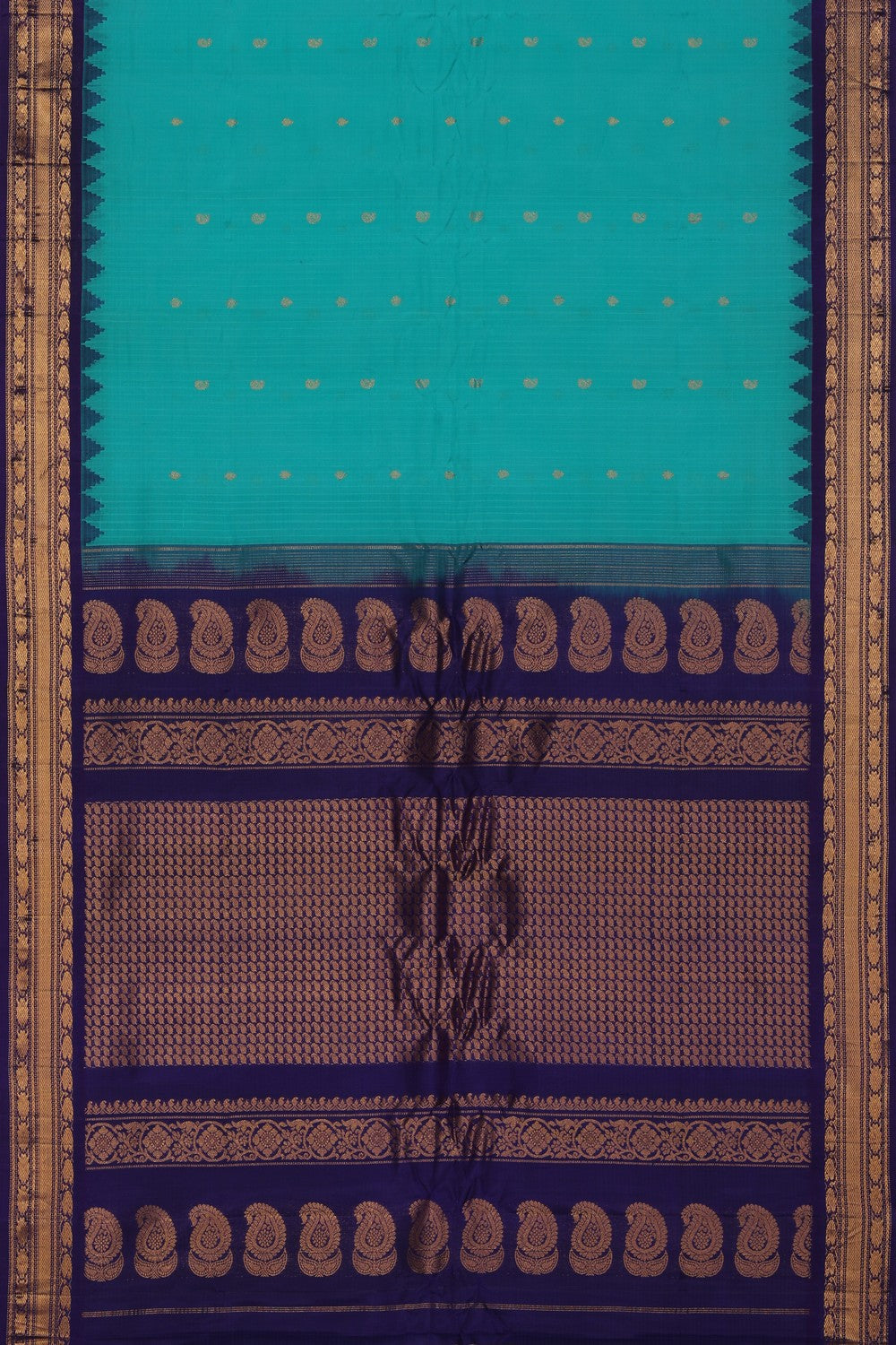 Gadwal Cotton Silk Sea Green Saree