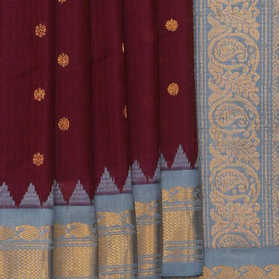 Gadwal Cotton Silk Deep Wine Violet Saree