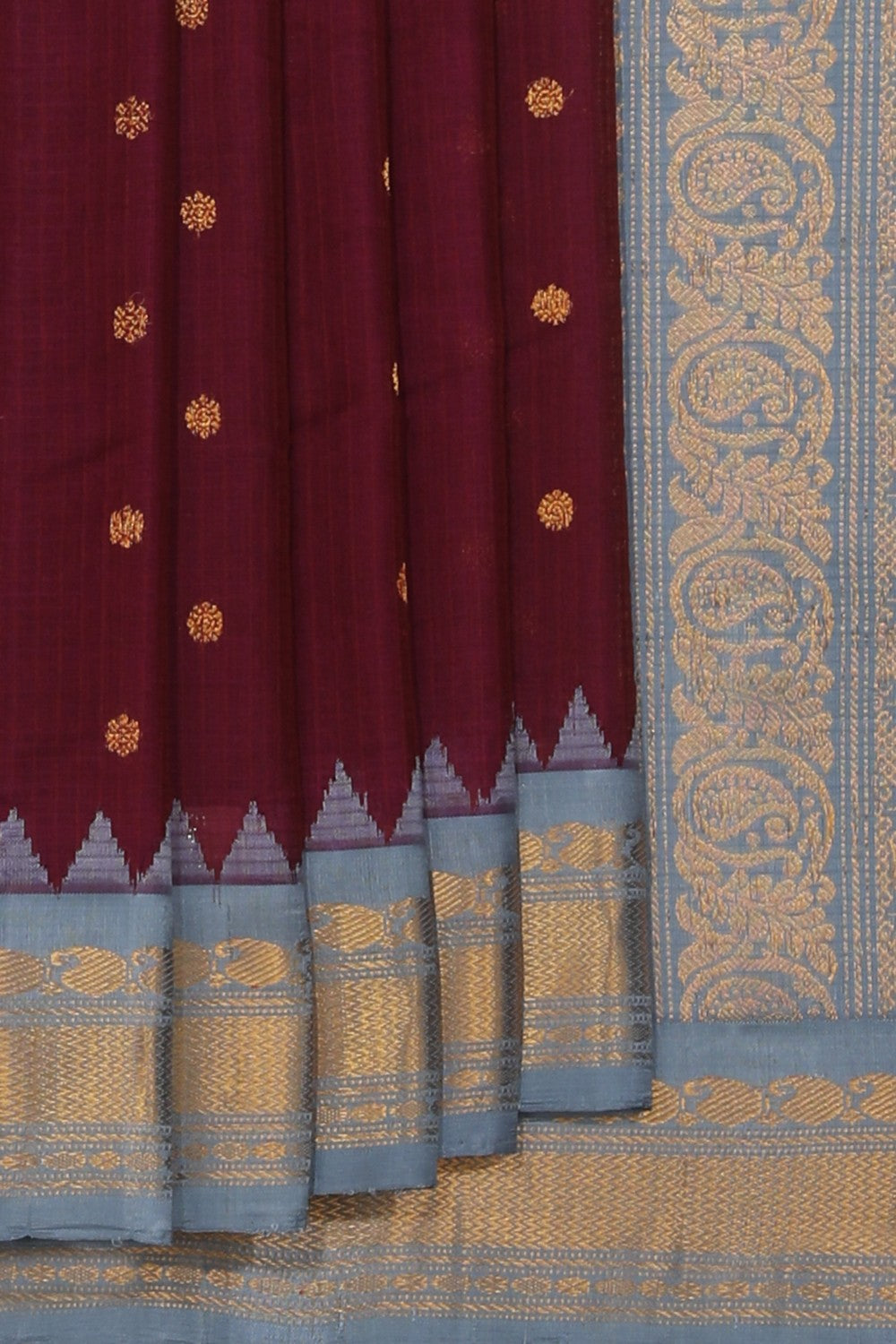 Gadwal Cotton Silk Deep Wine Violet Saree