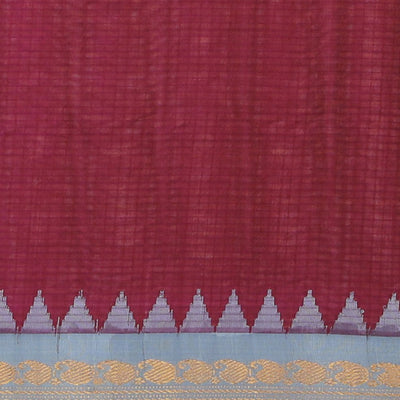 Gadwal Cotton Silk Deep Wine Violet Saree