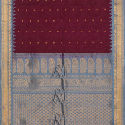 Gadwal Cotton Silk Deep Wine Violet Saree