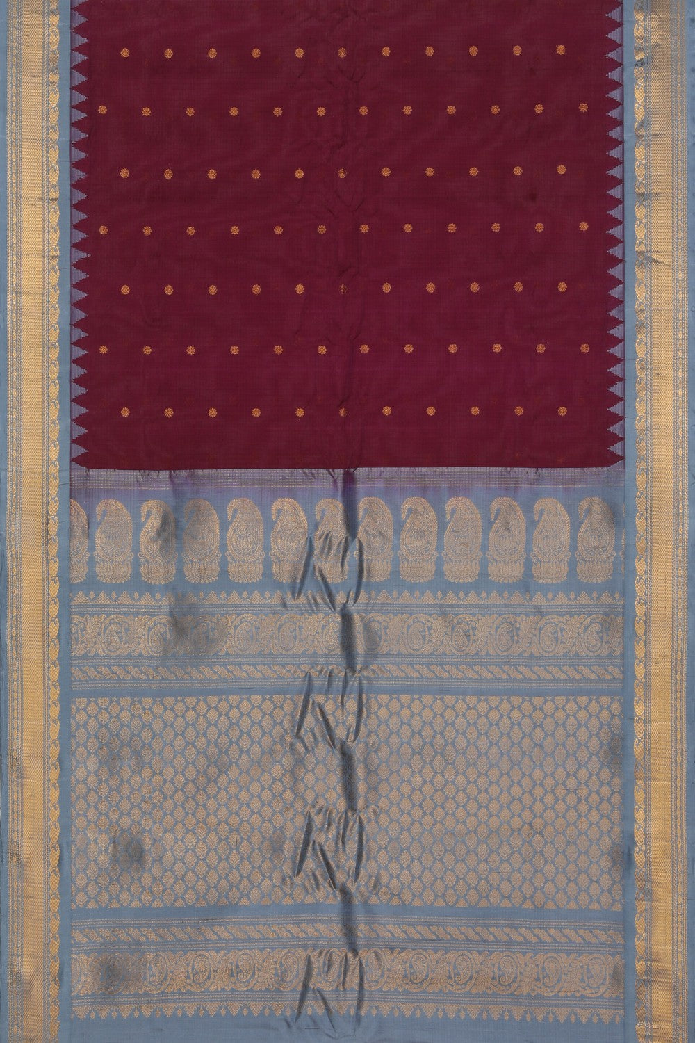 Gadwal Cotton Silk Deep Wine Violet Saree