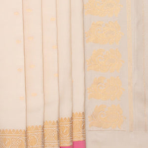 Gadwal Silk Off-White Saree