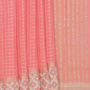 Georgette Peach Saree