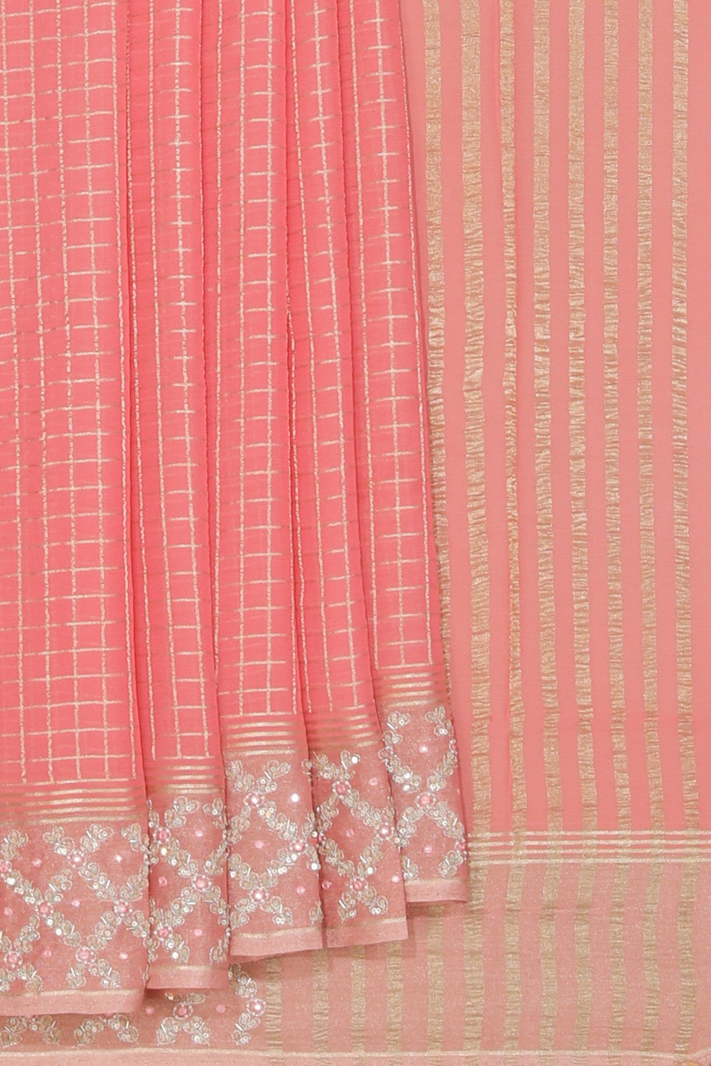 Georgette Peach Saree