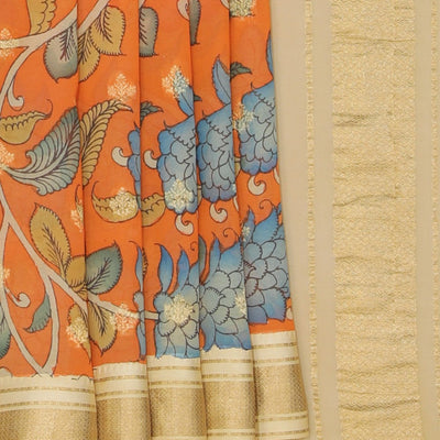 Georgette Orange Saree