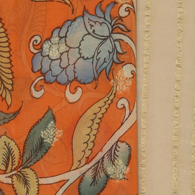 Georgette Orange Saree