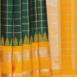 Gadwal Silk Bottle Green Saree