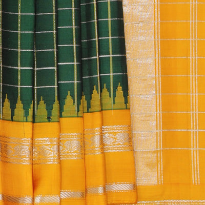 Gadwal Silk Bottle Green Saree