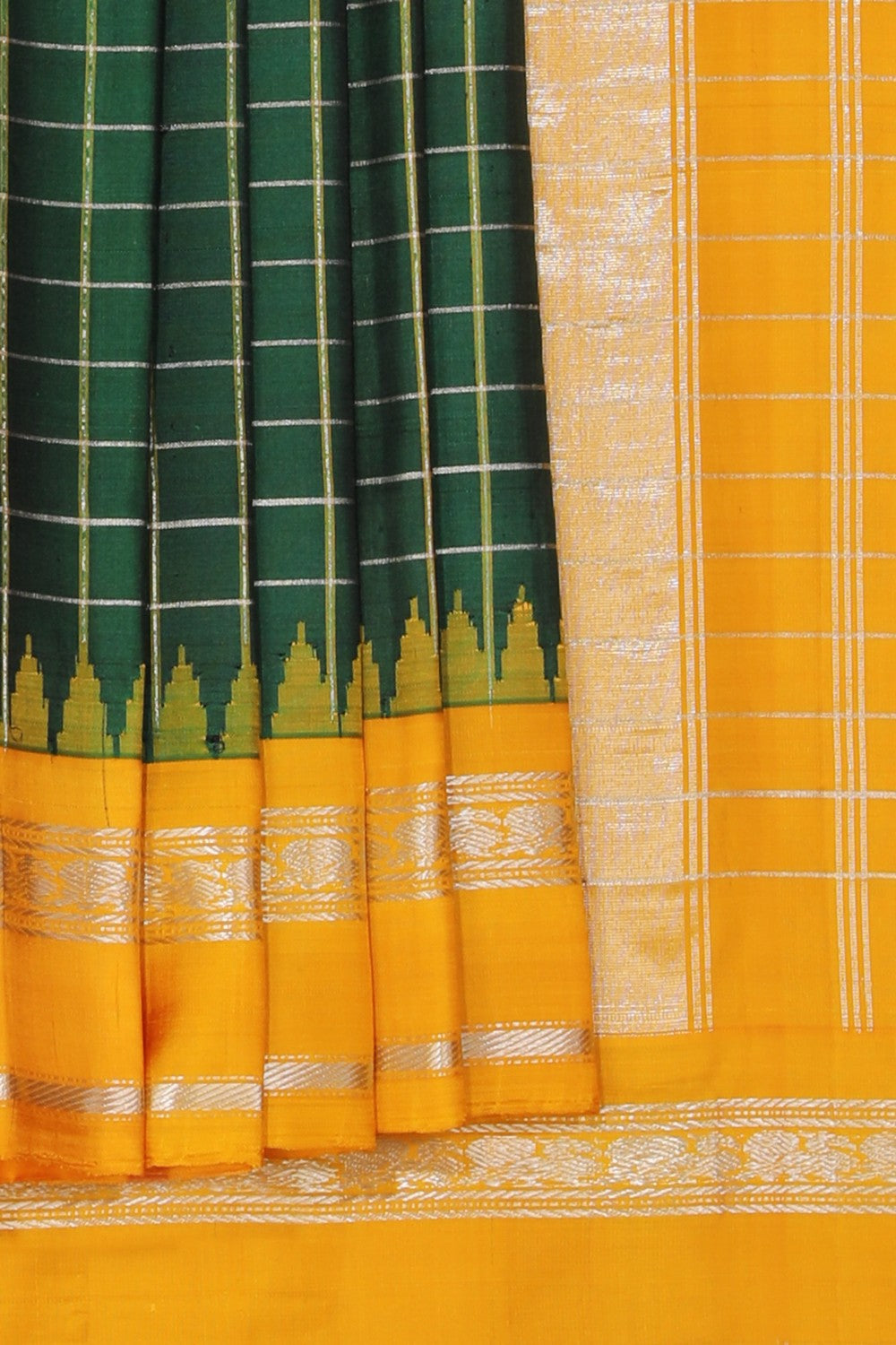 Gadwal Silk Bottle Green Saree
