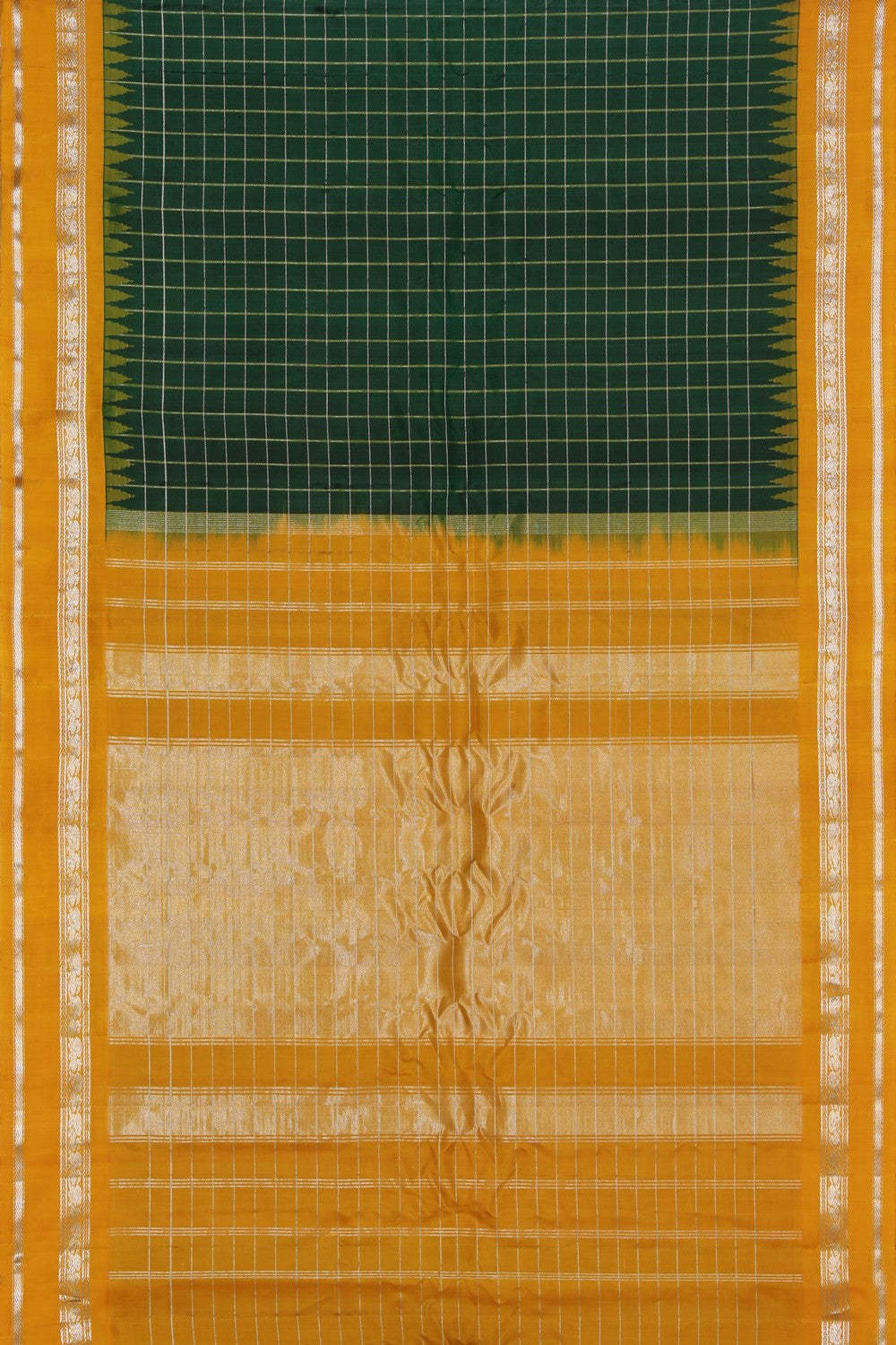 Gadwal Silk Bottle Green Saree