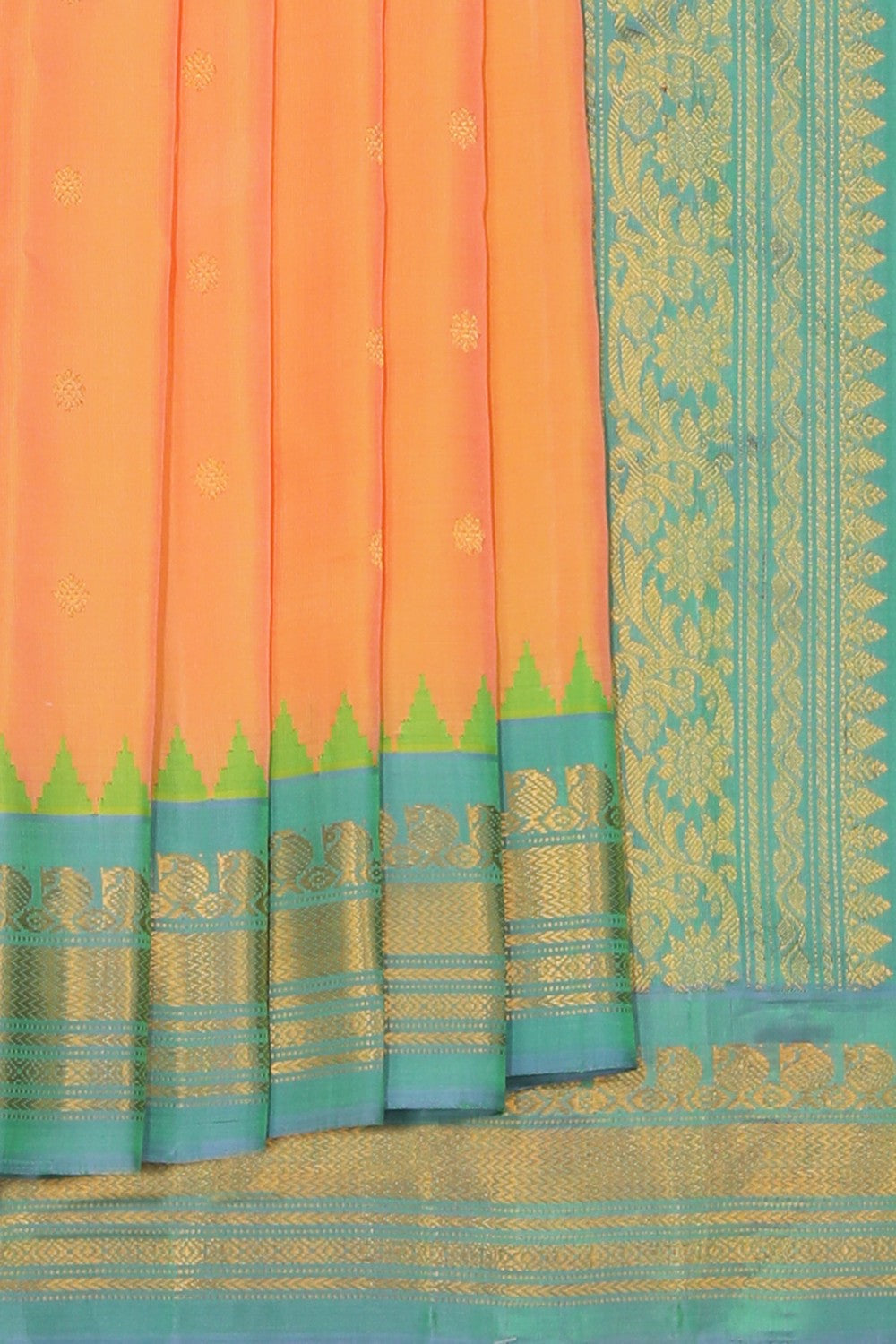 Gadwal Silk Peach Saree