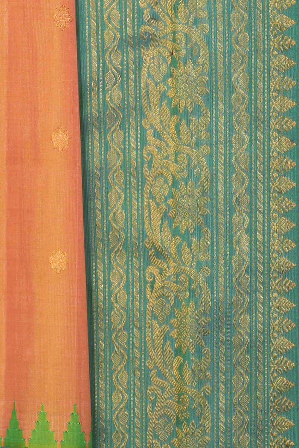 Gadwal Silk Peach Saree