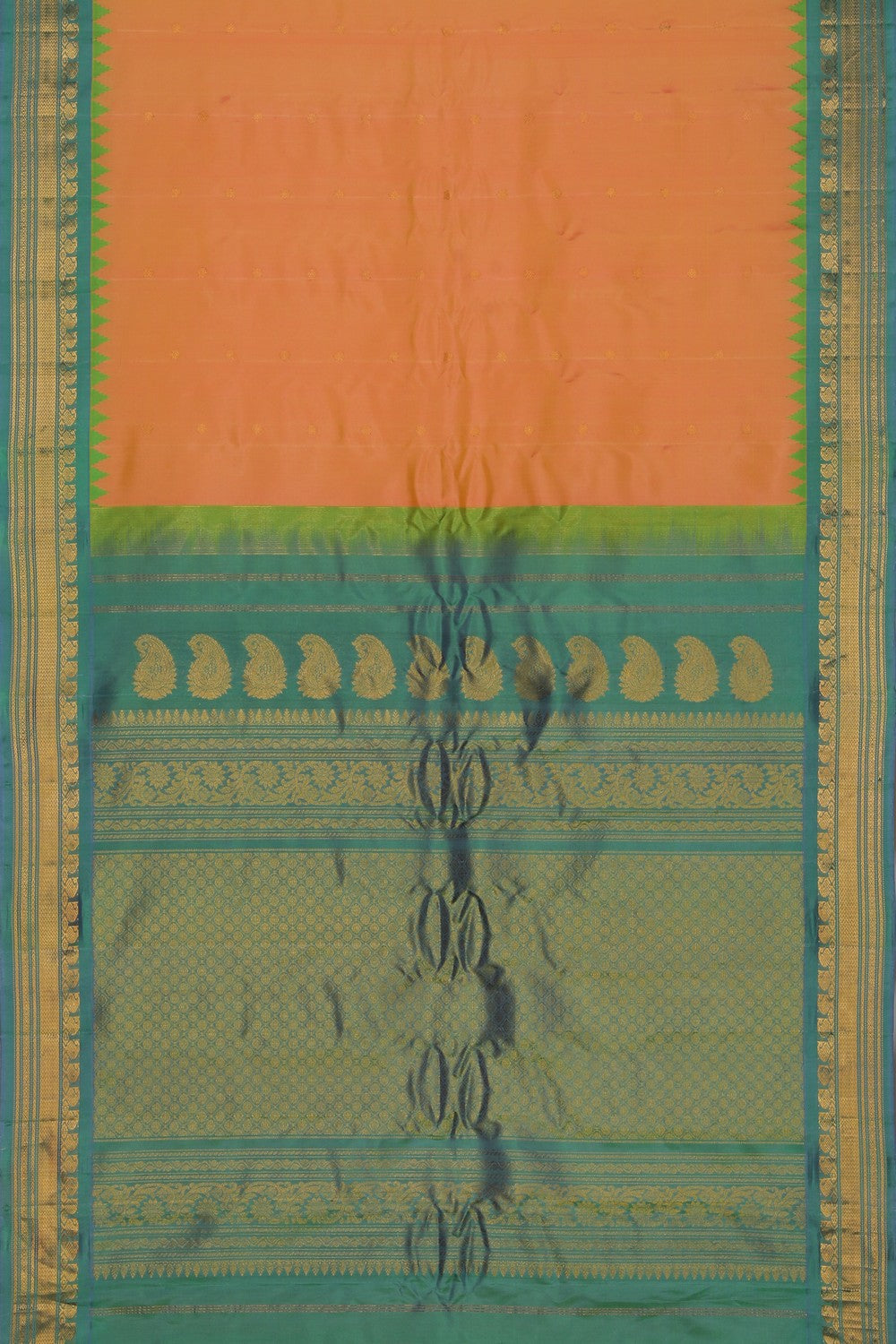 Gadwal Silk Peach Saree