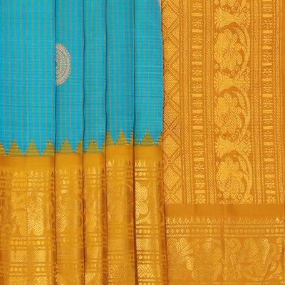 Gadwal Silk Teal Blue Saree