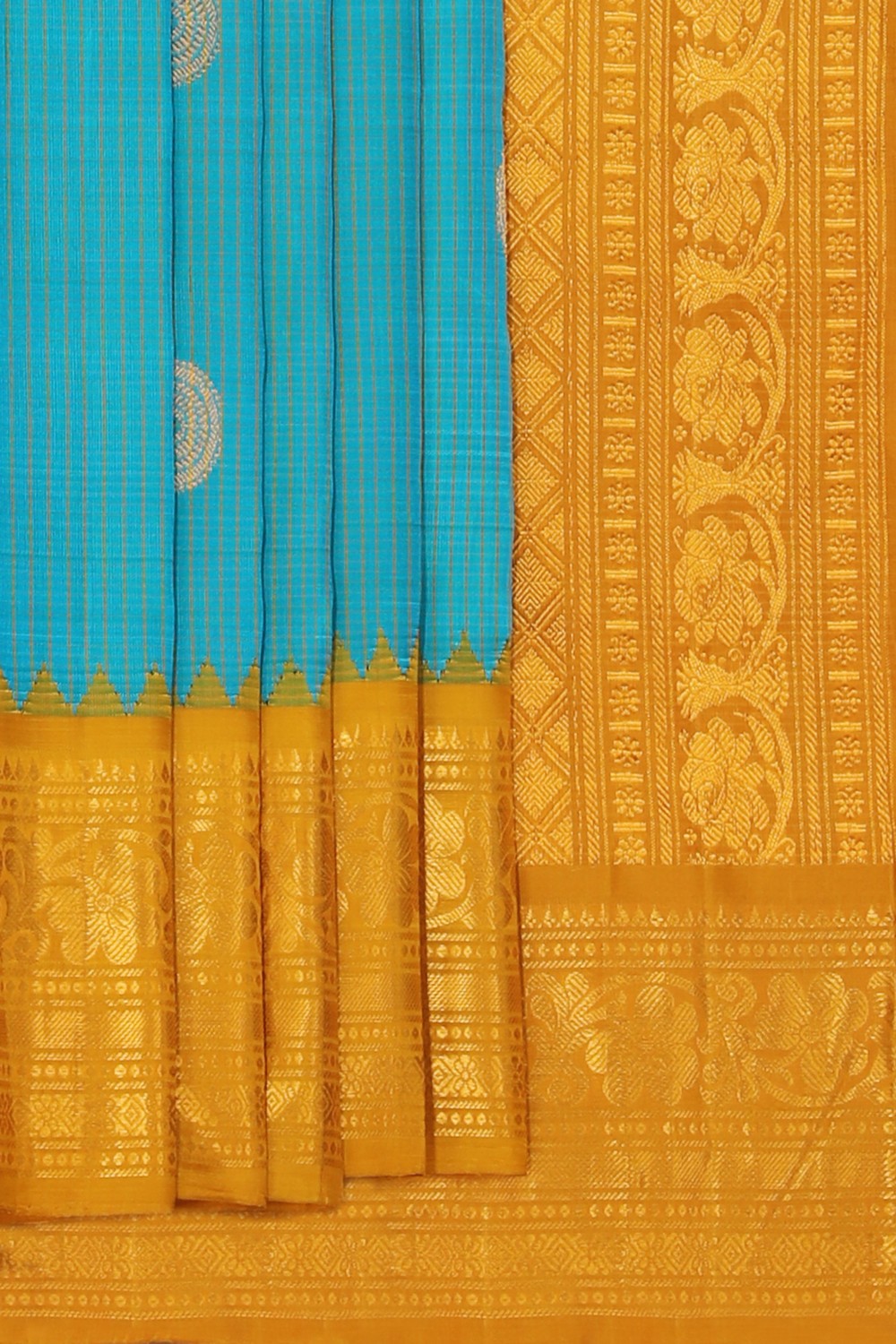 Gadwal Silk Teal Blue Saree